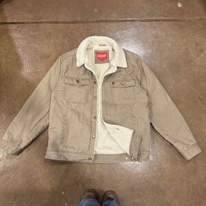 Tan trucker Jacket with Sherpa Collar